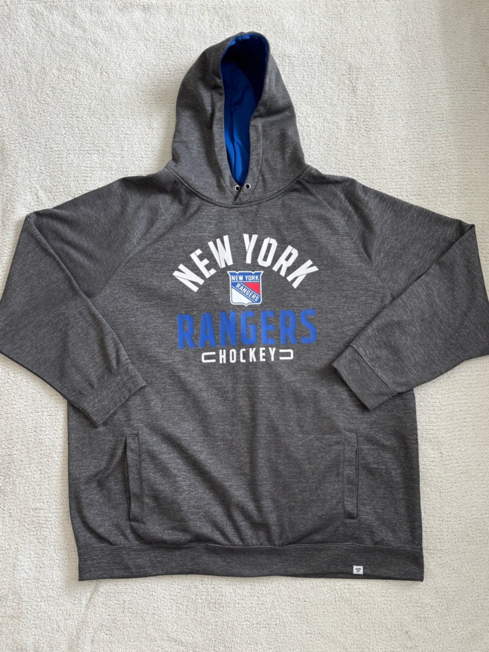Fanatics New York Rangers Gray Hoodie with Blue Lining